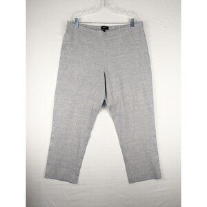 Theory Gray Basic Pull On Pants Linen Blend Cropped Womens 12 Elastic Waist USA